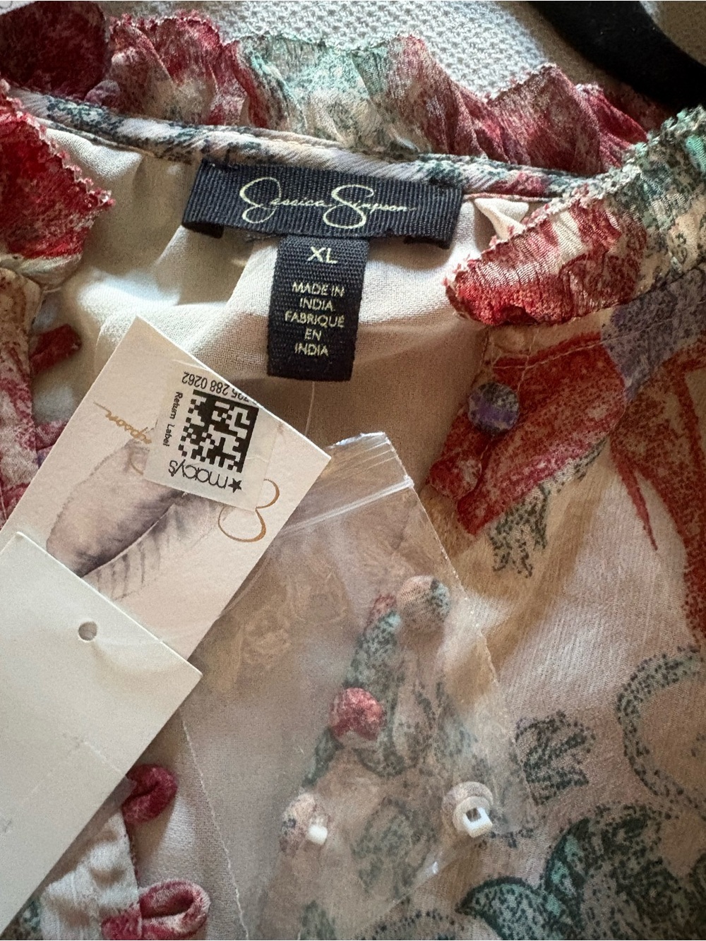 Jessica Simpson Blue Floral Dress Zephyr Long Sleeve. XL - Picture 10 of 13